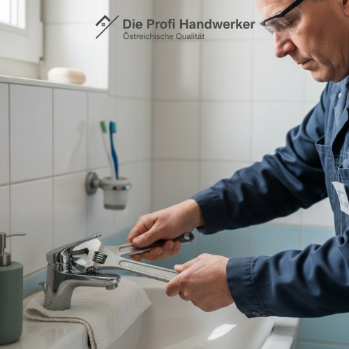 Badsanierung in Wien – zuverlässiger Handwerker tauscht Armatur mit Werkzeug und Präzision